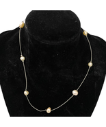 Baroque Pearl Wire Floating Necklace Silver .925 15&quot; Choker - £17.67 GBP