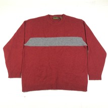 Timberland Pullover Sweater Jumper Mens L Red Wool Crew Neck Gray Striped - £25.18 GBP