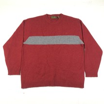 Timberland Pullover Sweater Jumper Mens L Red Wool Crew Neck Gray Striped - £24.82 GBP