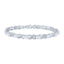 6x4mm Ovale Imitation Diamant &quot; Xo &quot; Lien Tennis Bracelet 14K Plaqué or Blanc - £270.53 GBP