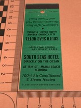 Vintage Matchbook Cover  South Seas Hotel  Miami Beach, FL  gmg  unstruck - £9.74 GBP