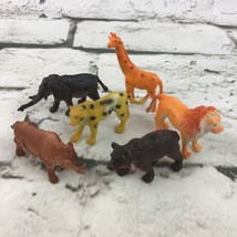 Miniature Wildlife Animal Figures Lot Of 6 Bear Rhino Giraffe Cheetah Lion  - $9.89