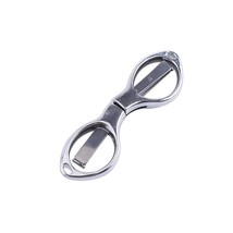 Mini Folding Scissors Stainless Steel Cutter With Keyring Hole Glassess Shaped S - £9.64 GBP