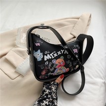 Graffiti PU Leather Armpit Shoulder Bags For Women  2021 Fashion New Women&#39;s Des - £40.52 GBP