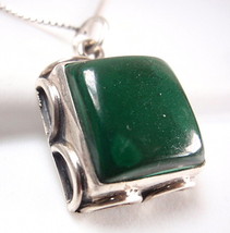 Malachite Cabochon 925 Sterling Silver Necklace Rope Style Accents - $14.39