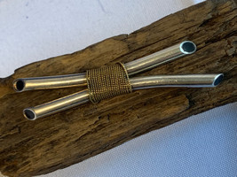 Sterling  Silver &amp; Copper Modernist Bamboo Bundle Pin 20.49g Fine Jewelry Brooch - £47.59 GBP