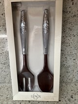 LENOX 2pc SALAD SET 14.25” Butlers Pantry TEAK WOOD AND METAL BNIP - $862.83 MXN