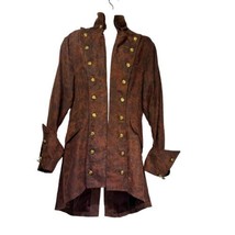 Steampunk Tailcoat Long Sleeve Skull Button Brown Pirate Coat - £42.66 GBP
