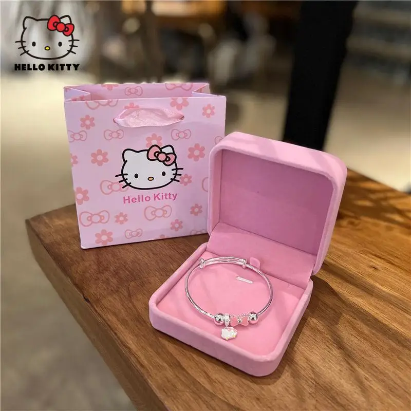 Kawaii Genuine Sanrio Hello Kitty 999 Sterling Silver Bracelet Cartoon Anime - £14.39 GBP+