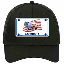 Waving Flag Bald Eagle Novelty Black Mesh License Plate Hat - £22.90 GBP