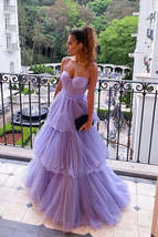 Purple Tulle A-line Spaghetti Straps Prom Dresses, Long Formal Dress,dresses for - £147.98 GBP