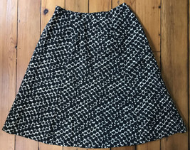 Talbots Silk Cotton Blend Black Beige Polka Dot A-Line Flare Skirt 14W 34“ - $29.99