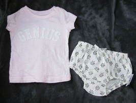 CARTERS BABY GIRL GENIUS T SHIRT OLD NAVY FLORAL BLOOMERS SPRING OUTFIT ... - $12.86