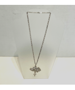 Praying hands and cross pendant vintage necklace - $39.55