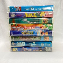 Disney VHS Kids Movies Lot of 8 Bambi Space Jam Alice Tarzan Mermaid Bundle - £21.91 GBP