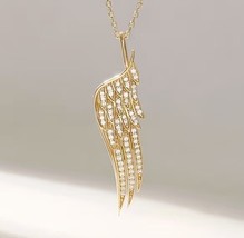 1Ct Round Cut Lab-Created Diamond Women Wing Pendant 14k Yellow Gold Plated - £111.60 GBP