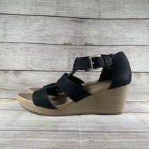 Dr. Scholls Wedge Sandals Womens Size 8.5 M Babs Black Adjustable Buckle... - £15.65 GBP