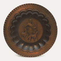 Hunting Scene Stag 3-D Copper Tone Wall Decor Plate 7 3/4 in Diameter Vintage - £9.46 GBP
