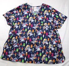 Disney Stitch Popsicle Print Scrub Top 2XL 100% Cotton - $11.65