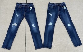 2 Mens AMERICAN EAGLE 29/34 Slim Straight Extreme Flex 4 Blue Jeans Ripped Lot - £31.04 GBP