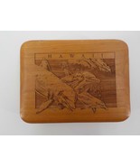 HAWAII WOODEN 4X5 CHERRY JEWELRY BOX W J. O&#39; CONNER CARVED DOLPHINS FOAM... - £19.97 GBP