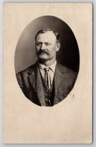 Middle Aged Gentleman Wm Williamson Fuzzy Mustache Portrait RPPC Postcard C30 - £11.70 GBP