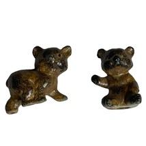 Vintage Otagiri Brown Bear Figurines Japan Stickers Intact Set/2 - $19.24