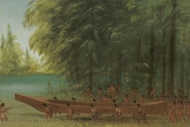 George Catlin Launching a Canoe Nayas Indians Giclee Art Print + Ships Free - £31.17 GBP+