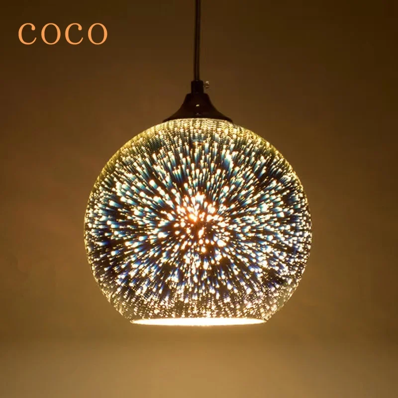 Glass Creative Ceiling Chandelier Colorful 3D Chandelier Colorful Firewo... - $77.68+