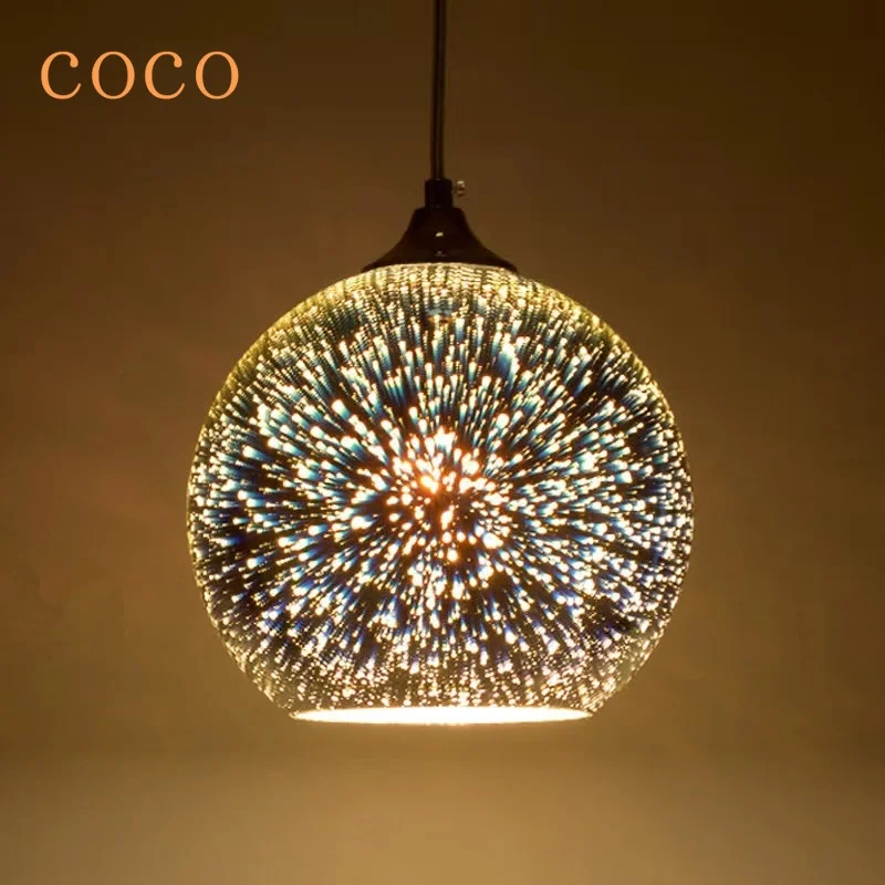 Ul 3d chandelier colorful fireworks e27 bedroom light dining room decorative chandelier thumb200