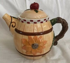 Kathy Hatch Collection Ceramic Teapot 2002 Sunflowers Cherry Vine Handle EUC - £18.82 GBP