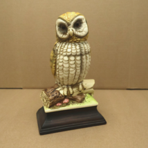 Vintage Porcelain Barn Owl on Log with Mushrooms Norleans Japan Signed HK Statue - £47.19 GBP