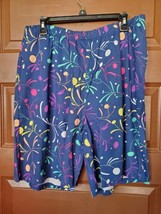 Easy Essentials Blue And Multi-Color Cotton Shorts With Pockets Size 1X - $9.90