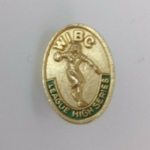 Vintage WIBC League High Series Gold Tone &amp; Green .75&quot; Lapel Hat Pin - $6.92