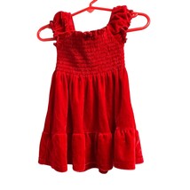 Hart Street Baby Girls Infant 12 months Red Crushed Velvet Dress Ruched Chest Ca - £5.16 GBP