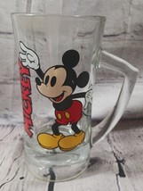 Vintage Walt Disney Mickey Mouse Clear Glass Mug Cup Root Beer Stein Spe... - $9.71