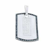 1.27 CT Round Simulated Diamond 14K White Gold Plated Men&#39;s Dog Tag Pendant - £204.64 GBP