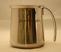 Starbucks Coffee Stainless Steel 18-8 Milk Frother Creamer Jug Pitcher Handle - £25.08 GBP