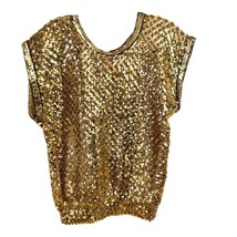 Vintage Creations III Gold Sequin Top – Women’s Size L (Check Measuremen... - $639.57 MXN