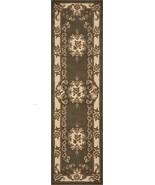 8&#39; Green and Ivory Medallion Runner Rug - €121,33 EUR