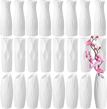 24 Pcs. Composite Plastic Flower Vases With Ceramic Look, Decorative White - £43.35 GBP