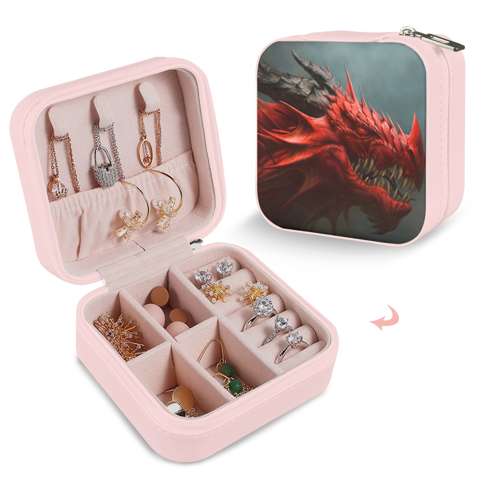 Primary image for Leather Travel Jewelry Storage Box - Portable Jewelry Organizer - Puff