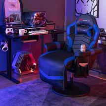 Massage Video Gaming Recliner Chair with Adjustable Height-Blue - Color: Blue - £344.89 GBP