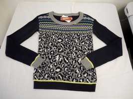 Women&#39;s Juniors Arizona Navy Gray Animal Print Sweater Size LARGE NEW - £13.54 GBP