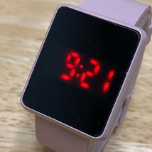 Accutime Pink Modern Rectangle Touch Red LED Digital Quartz Watch~New Battery - $15.19