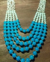 Indian Joharibazar GoldPlated Kundan 5 Layer Mala Haar Rani Firoza Jewelry Set - £19.19 GBP