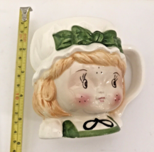 Irish Girl in Bonnet Green Bows Cup Character Mug Vintage Unmarked Japan VGPC - £9.93 GBP