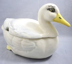 Ceramic White Duck Soup Tureen Server Covered Gravy Serving Bowl Figurine 56 oz - £11.70 GBP