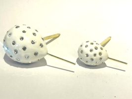 Keren Kopal Pair metal white Balloon Hand made  with Austrian Crystals - $43.44