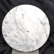 White Gray Marble Lazy Susan 12&quot; Turntable Cheese or Cake Plate Spice Or... - £22.13 GBP